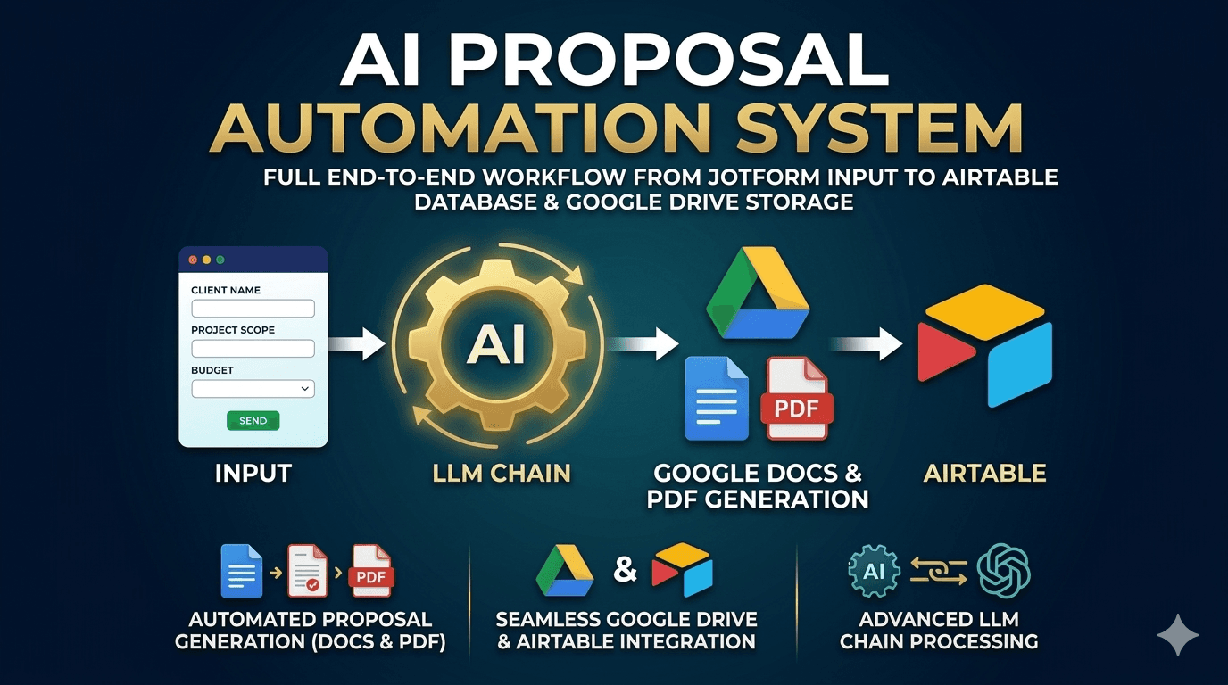 AI Proposal Automation System with n8n, OpenAI GPT, Google Docs, and Airtable